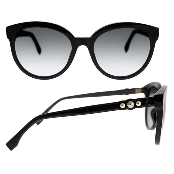 FENDI Fun Fair FF 0268 807 FQ Black Cat Eye Round Sunglasses Mirror lens no case - Picture 9 of 17